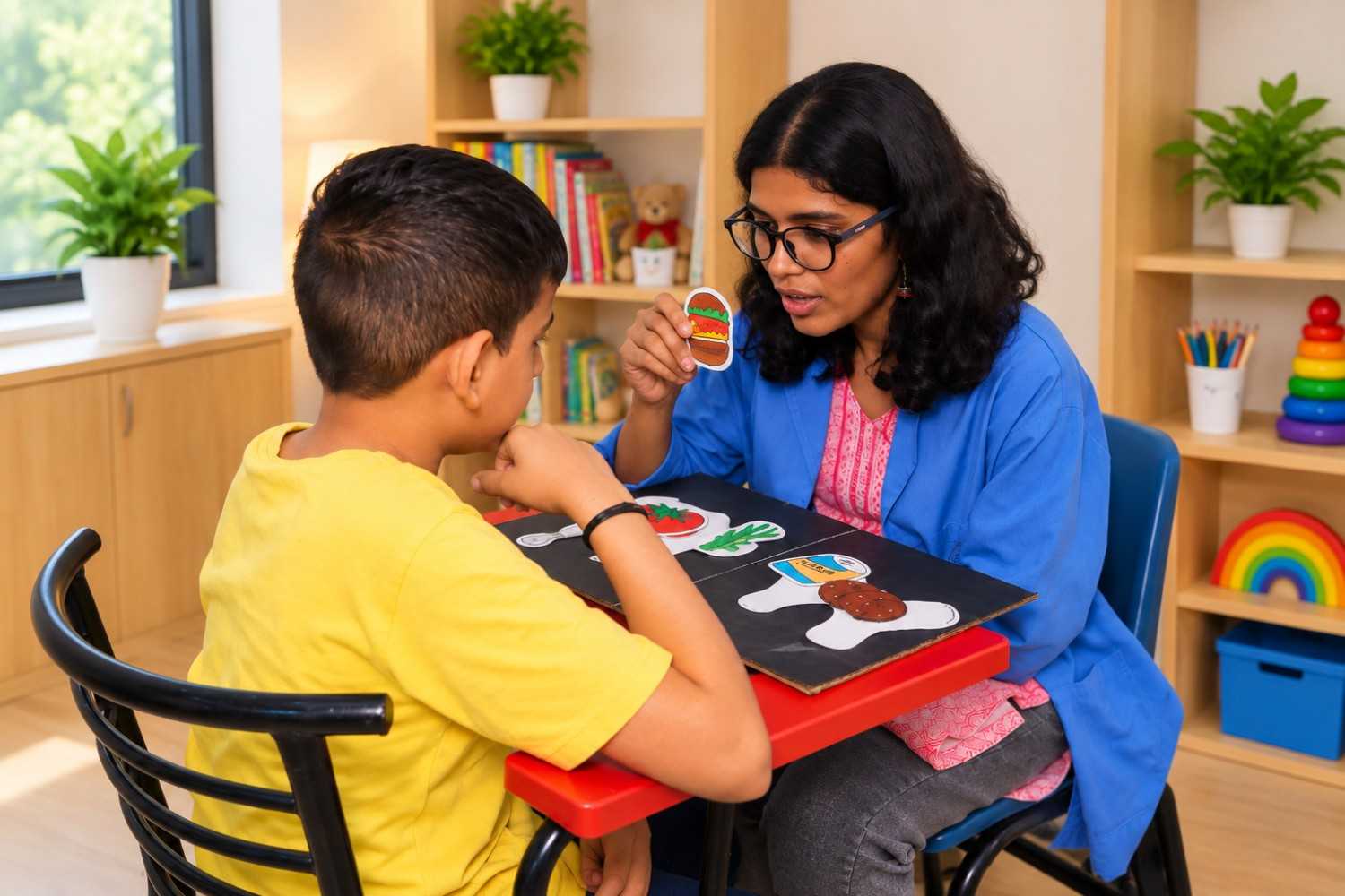 Therapist helping a child